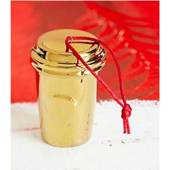 VTG Set (3) Ceramic Metallic Gold Red Silver STARBUCKS CUP ORNAMENTS 3" New - Picture 2 of 7